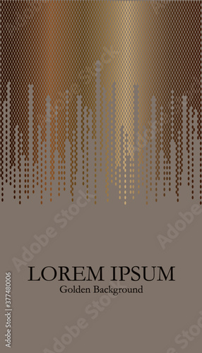 Golden dots on beige. Luxury background. Elegant pattern. Confetti. Festive vector illustration.