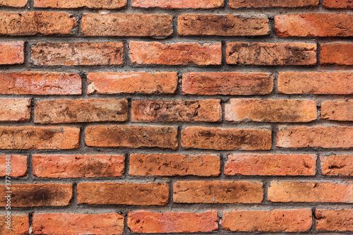 A wall made of bricks, its surface looks rough
