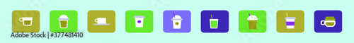 set of coffee element and icon design template with various models. vector illustration isolated on blue