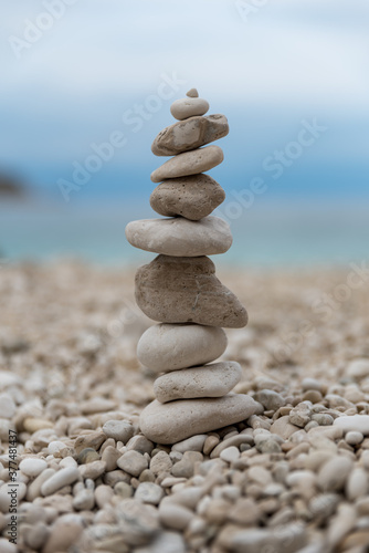 Stone balancing close up