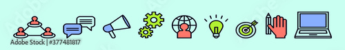 set of creator cartoon icon design template with various models. vector illustration