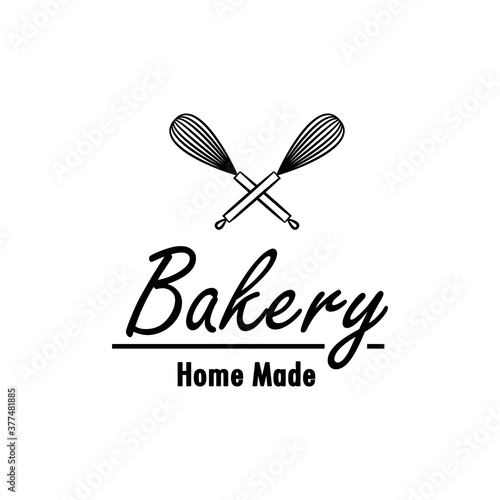 Bakery logo design. Bakery sign vector. Whisk logo design.