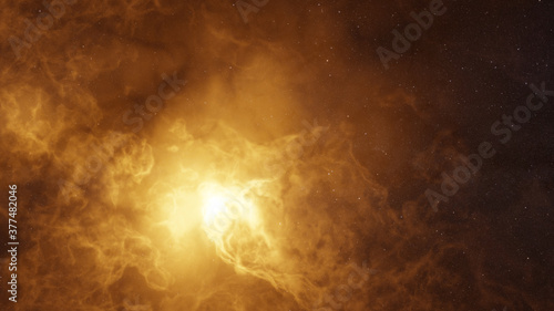Color picture of the galaxy, orange nebula