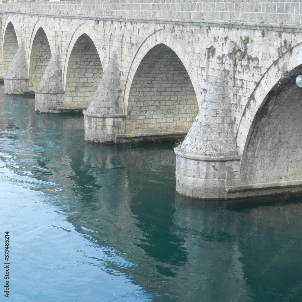 Old Visegrad stone bridge in Eastern Bosnia and Herzegovina