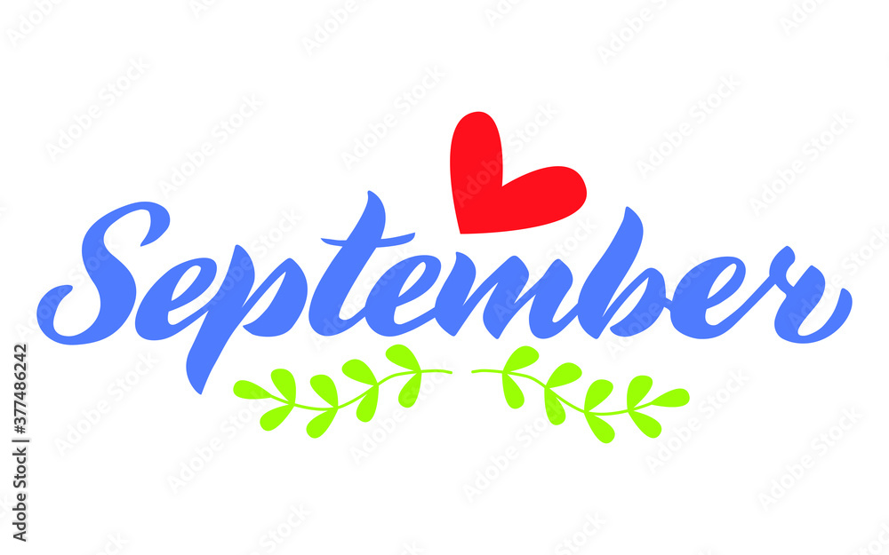 September - Hand drawn lettering month name. Handwritten month September for calendar, monthly logo, bullet journal or monthly organizer. Vector illustration isolated on white. EPS 10 September - Hand drawn lettering month name. Handwritten month September for calendar, monthly logo, bullet journal or monthly organizer. Vector illustration isolated on white. EPS 10