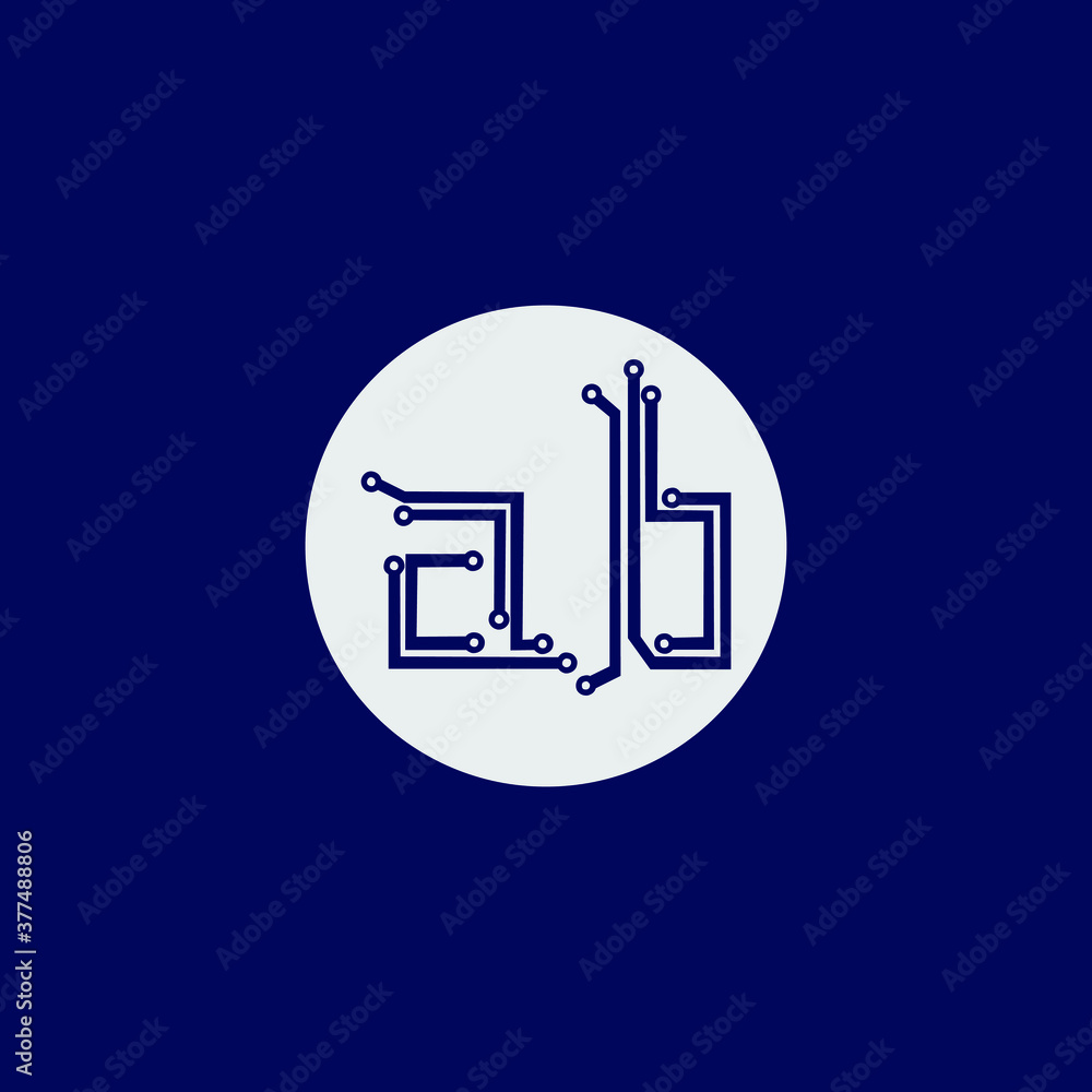 Abstract electronic tech circuit line technology ab logo icon Abstract electronic tech circuit line technology ab logo icon
