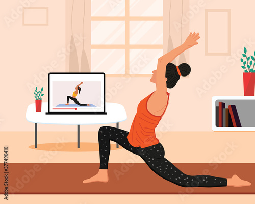 Online yoga class concept illustration