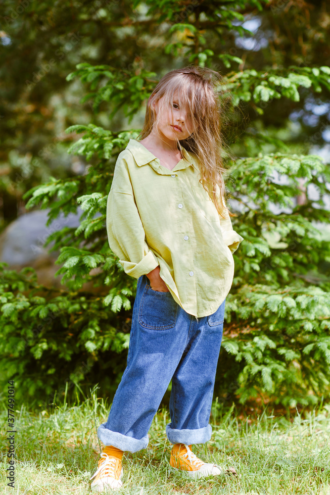 portrait of little girl outdoors in summer portrait of little girl outdoors in summer