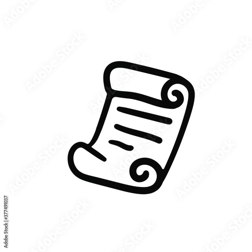 Hand drawn scroll. Simple vector icon