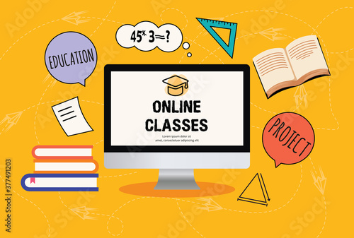 E-learning concept, online distance education from home