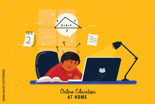 Kids home schooling concept illustration