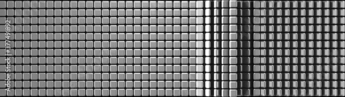 Abstract Dark Grey Metal Cubes Polygon Wall Pattern Background. 3D Render Dark Grey Cubic Polygon Wall metal grid background. Abstract metal texture background. 