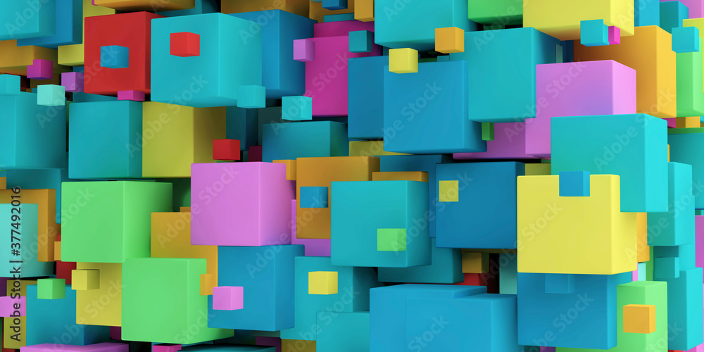 Abstract Background of Colored Cubes Abstract Background of Colored Cubes