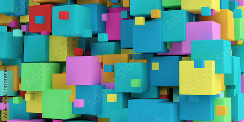 Abstract Background of Colored Cubes