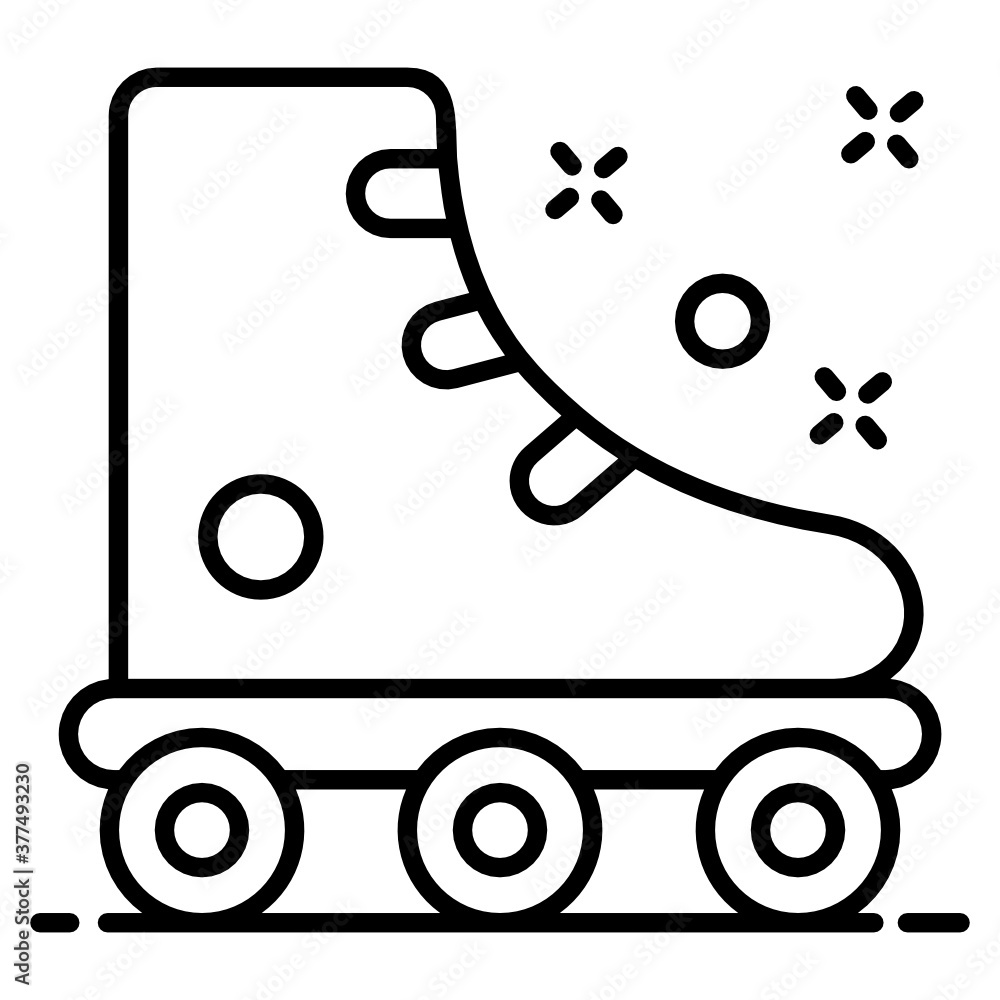 Roller skates, footwear accessory winter traveling icon.
Roller skates, footwear accessory winter traveling icon.