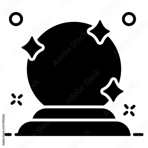 
Getting future forecasting by magic ball, icon of crystal ball 
