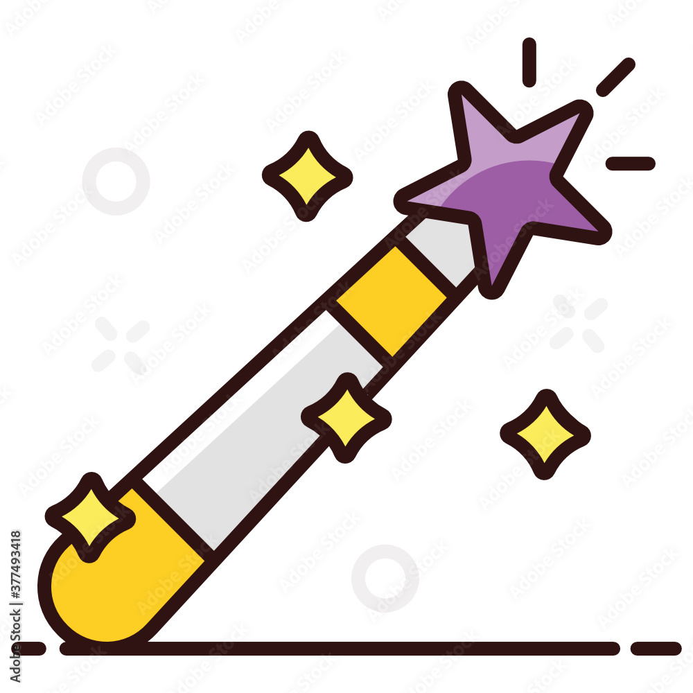 design of magic wand icon, a light weight rod that used for magical purposes
design of magic wand icon, a light weight rod that used for magical purposes