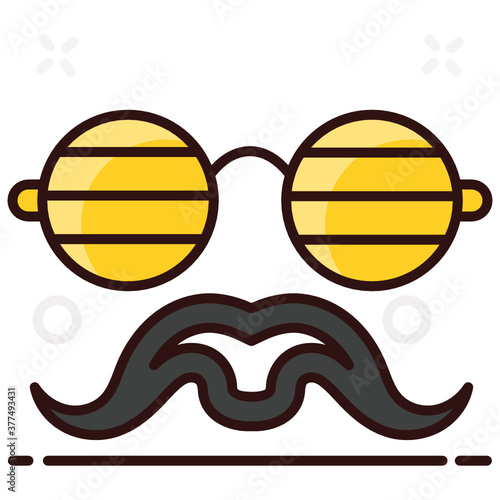 
Glasses with mustache, depicting hipster icon in flat design 
