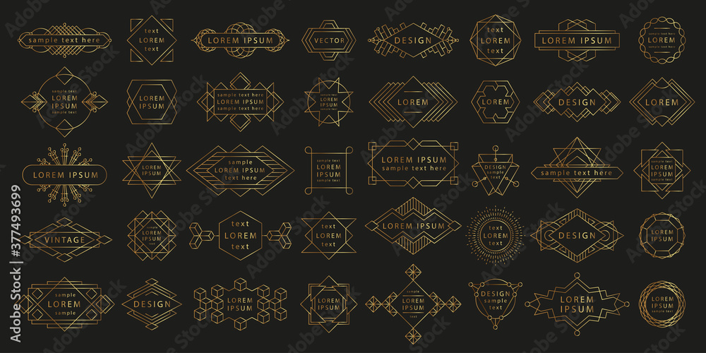 Set of geometric gold logos. Futuristic line shapes. Vector set of ...