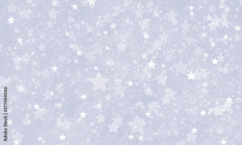 a festive, abstract pastel blue background with many stars, scattered chaotically, with different transparency and sizes. Bright shiny background with radiance and glitter