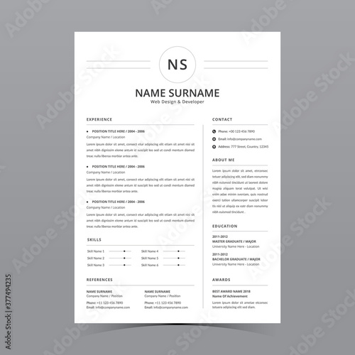 Professional Resume Template Vector Design
