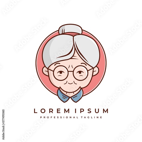 granny or grandmother logo vector icon stock illustration