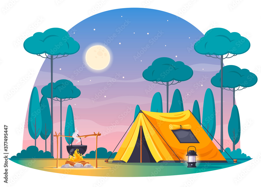 Camping Cartoon Composition Camping Cartoon Composition