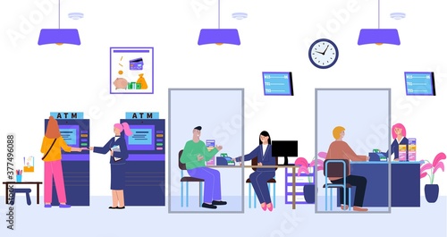 Cash Desk Bank Flat Composition