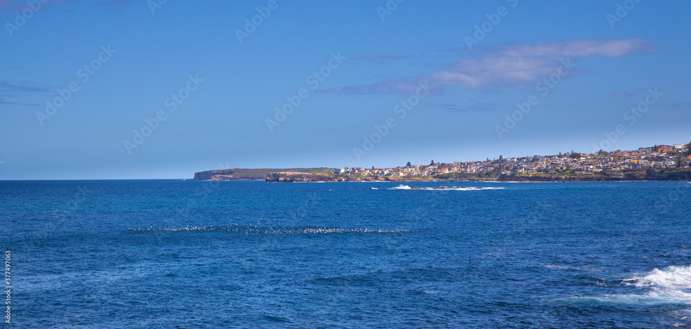 Panoramic views from Clovelly Beach Sydney Australia beautiful turquoise waters and great for swimming 