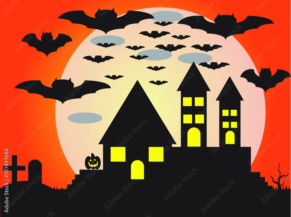 halloween background with castle and bats halloween background with castle and bats