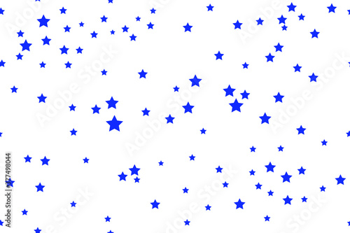 Blue stars on a white background. Seamless Vector Illustration