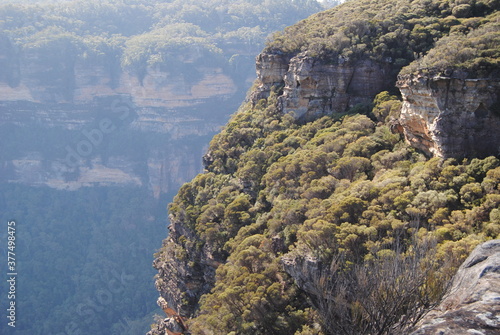 Hiking near waterfalls in Wentworth Falls in Blue Mountains national park  Australia
