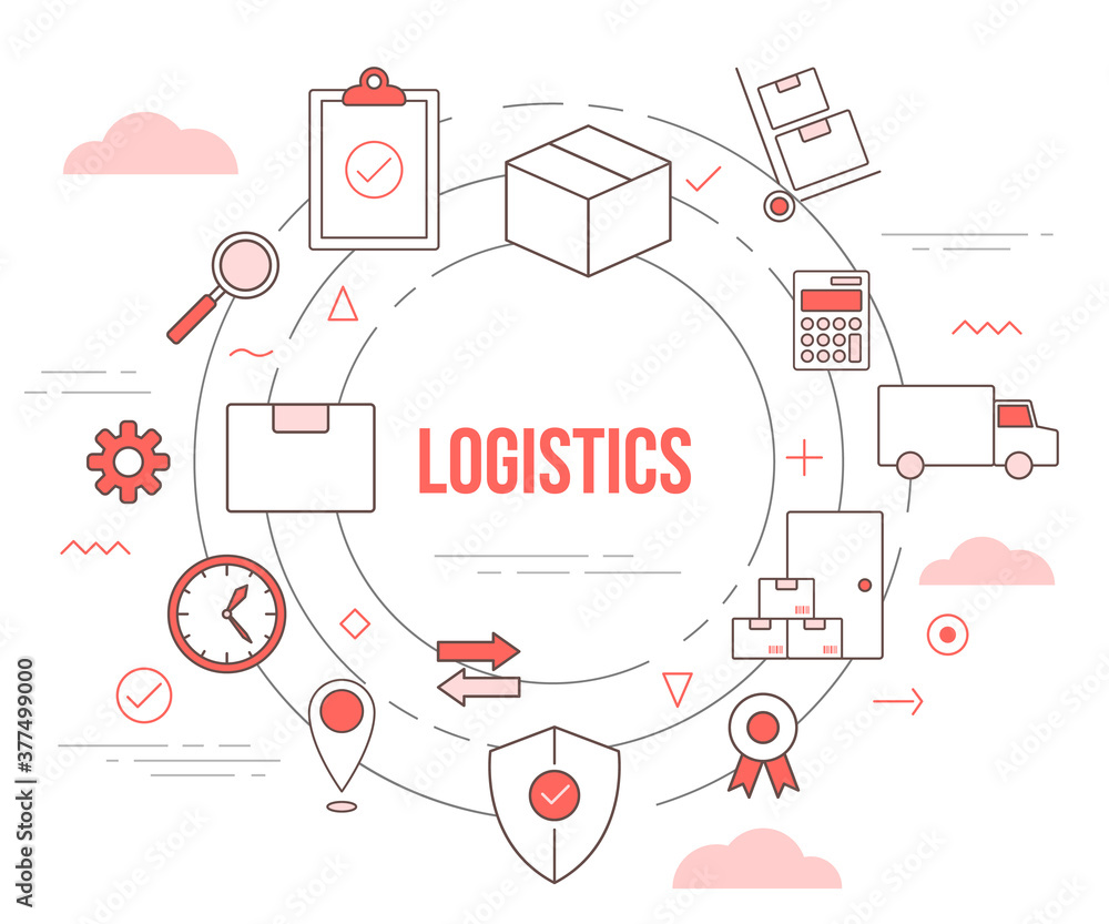 logistics delivery concept with icon set template banner with modern orange color style