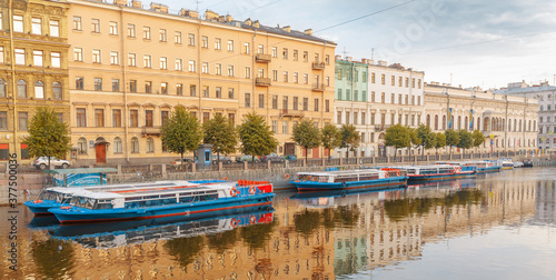 Excursion boats on Fontanka River, St. Petersburg, Russia photo