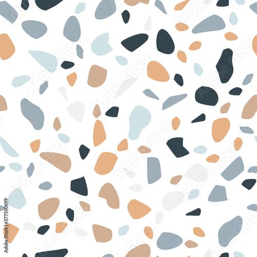 Terrazzo flooring vector seamless pattern in bright colors.