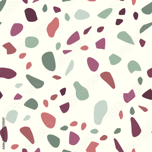 Terrazzo seamless pattern. Pastel colors. Marble. Abstract background.