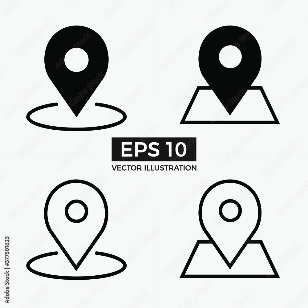 Location icon. Pin symbol. Map pin, pointer, placeholder, GPS sign isolated on white background. Eps 10 vector illustration. Location icon. Pin symbol. Map pin, pointer, placeholder, GPS sign isolated on white background. Eps 10 vector illustration.
