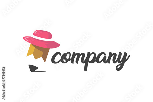Pencil cartoon character logo design.