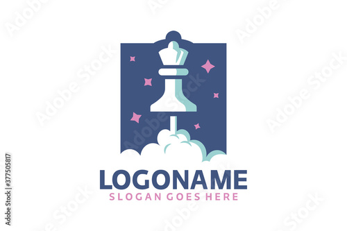 Creative chess and space logo design.