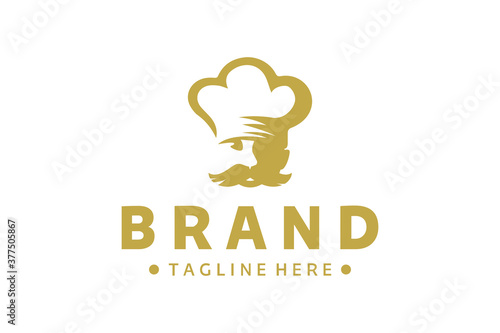 Vector chef character logo design.