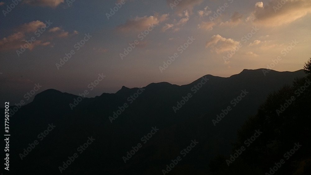 Sunset view in the western Ghats munnar kerala India