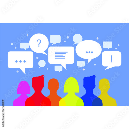 фотографія colorful transparent people are chatting, talk, conversation, bubble, chat