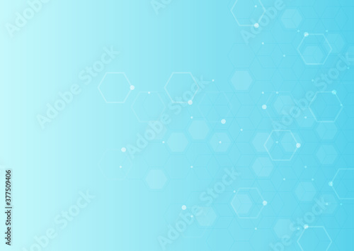 Digital technology background. Abstract hexagons background with lines and dots. Design for science, medicine or technology