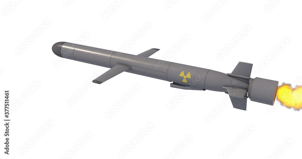 Nuclear Cruise missile isolated on white background. 3D render Nuclear Cruise missile isolated on white background. 3D render