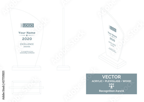 Trophy Vector Template, Business Distinction Award, Corporate Recognition Award, Employee Acrylic awards
