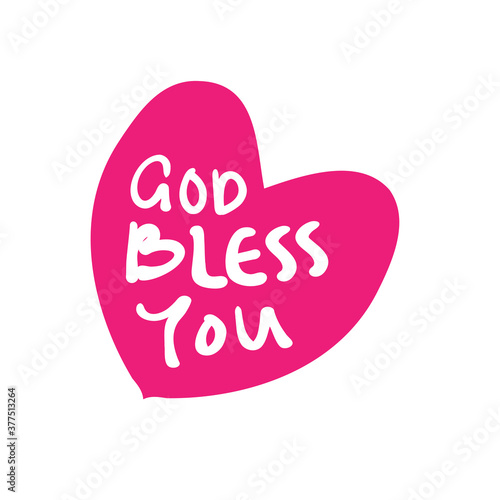 Printable God Bless You. Short Phrase. Hand Lettering Brush Calligraphy For blog and social media.