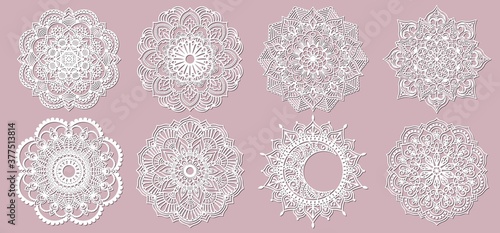 registration of the decorative surfaces. Abstract mandala, panels. Vector illustration of a laser cutting. Plotter cutting and screen printing. photo