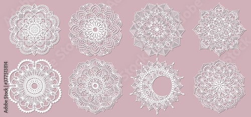 registration of the decorative surfaces. Abstract mandala, panels. Vector illustration of a laser cutting. Plotter cutting and screen printing.