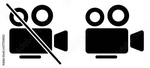 Turn off video and turn on video. Vector icons illustration