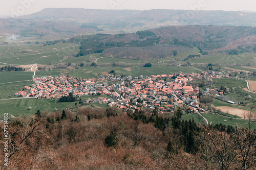 Small German town around the mountains
